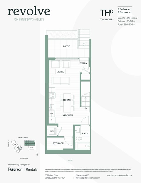A floor plan for a two bedroom, two bathroom apartment.